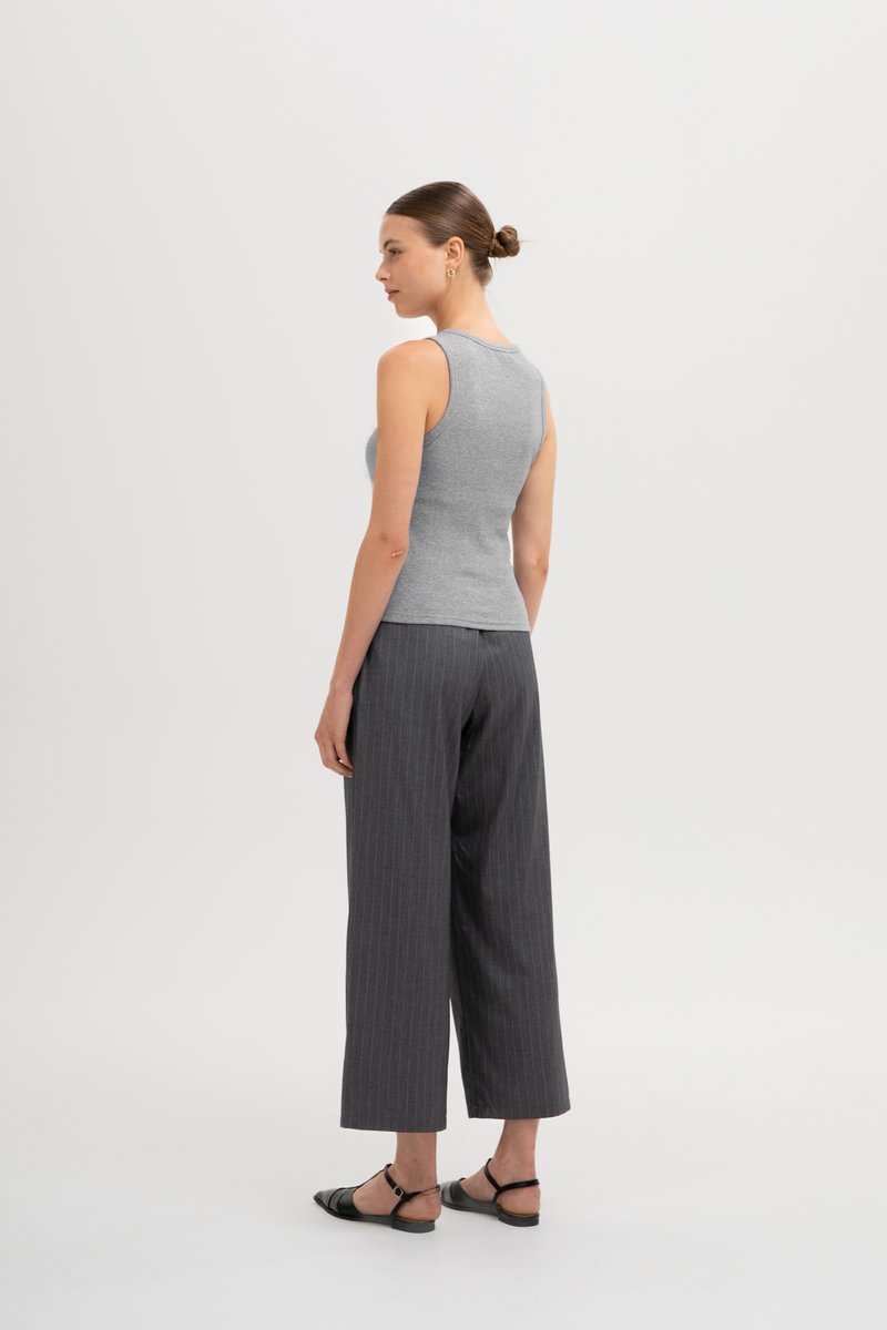 ANISTON PIN STRIPE TAPERED TAILORED PANTS (REGULAR)