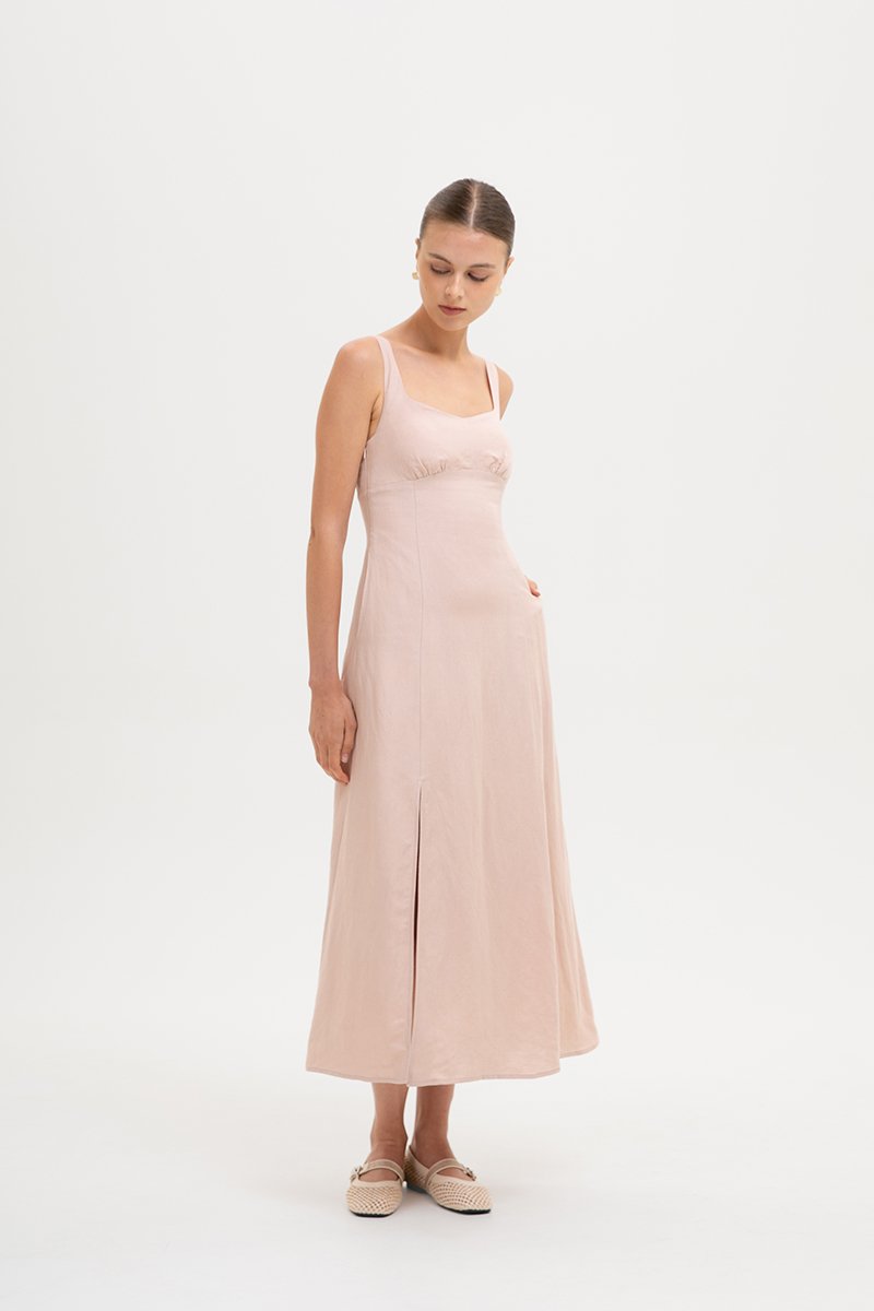 NALLA LINEN MIDI DRESS