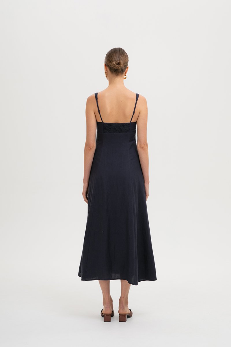 NALLA LINEN MIDI DRESS