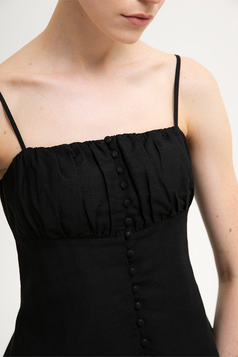 YASMINE RUCHED CAMI LINEN TOP