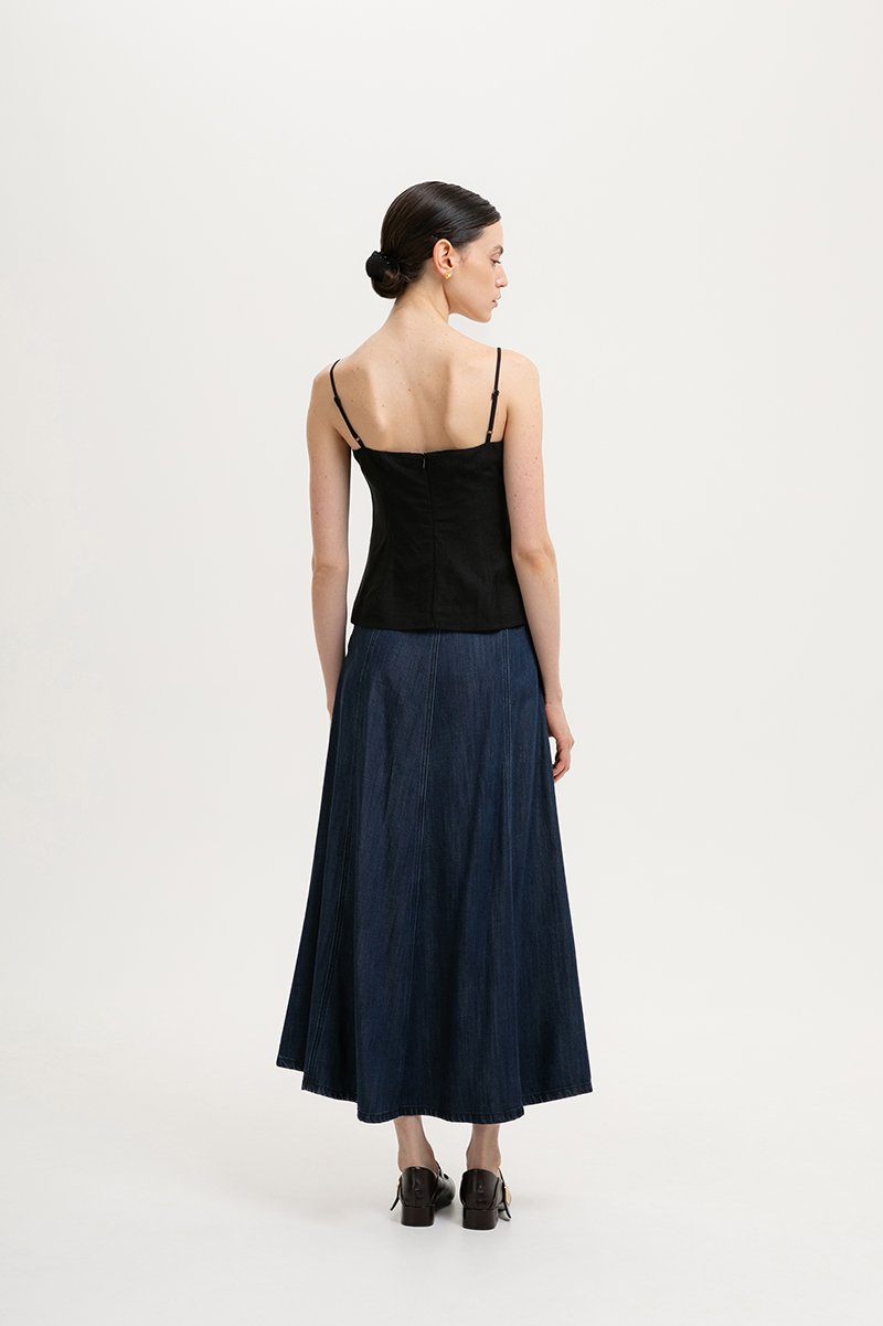 YASMINE RUCHED CAMI LINEN TOP