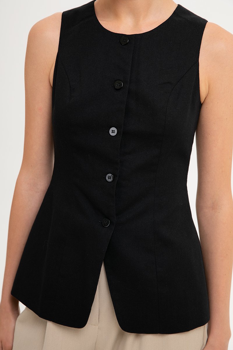 ROSA VEST LINEN TOP