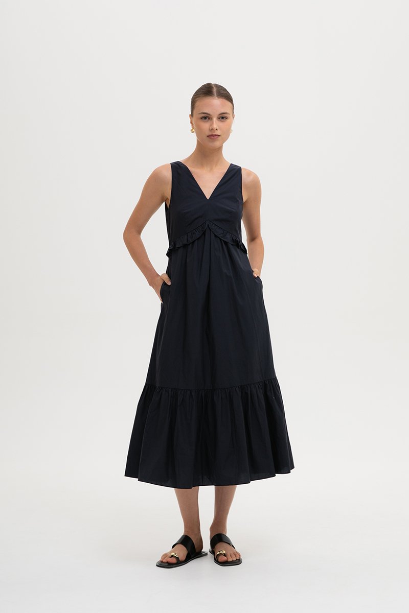 DAHLIA RUFFLE MIDI DRESS