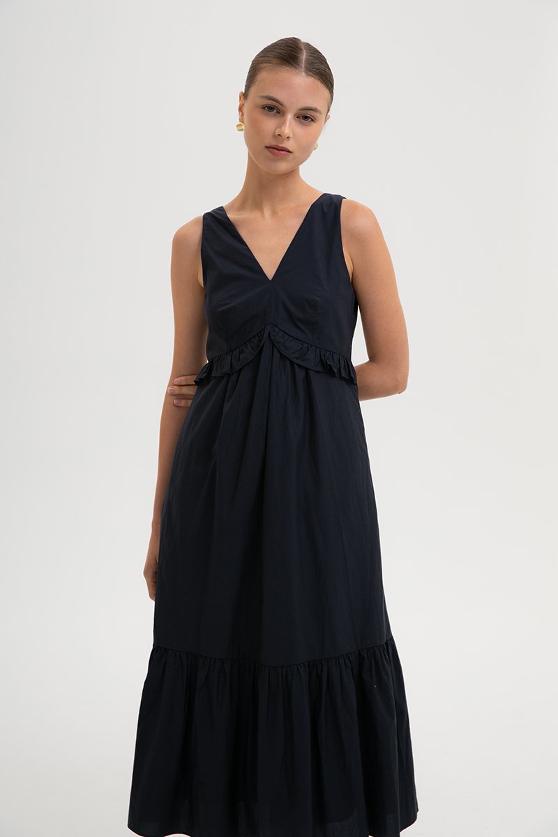 DAHLIA RUFFLE MIDI DRESS