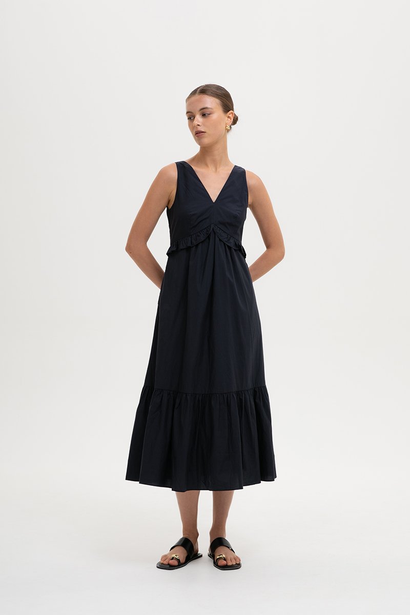 DAHLIA RUFFLE MIDI DRESS