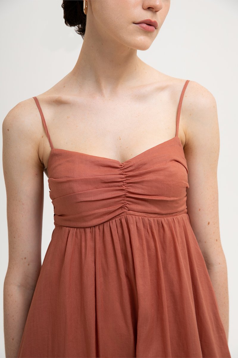 KAYLA RUCHED LINEN MAXI DRESS