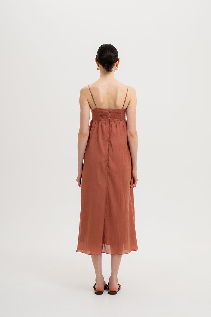 KAYLA RUCHED LINEN MAXI DRESS