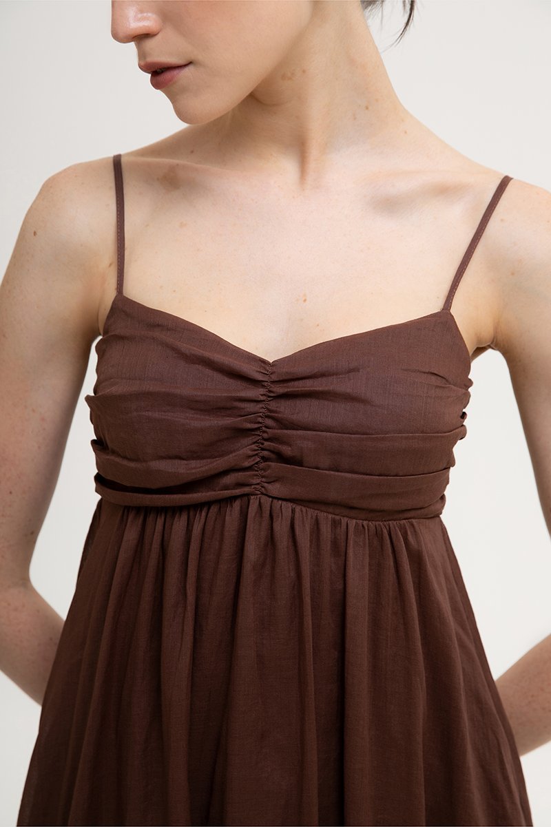 KAYLA RUCHED LINEN MAXI DRESS