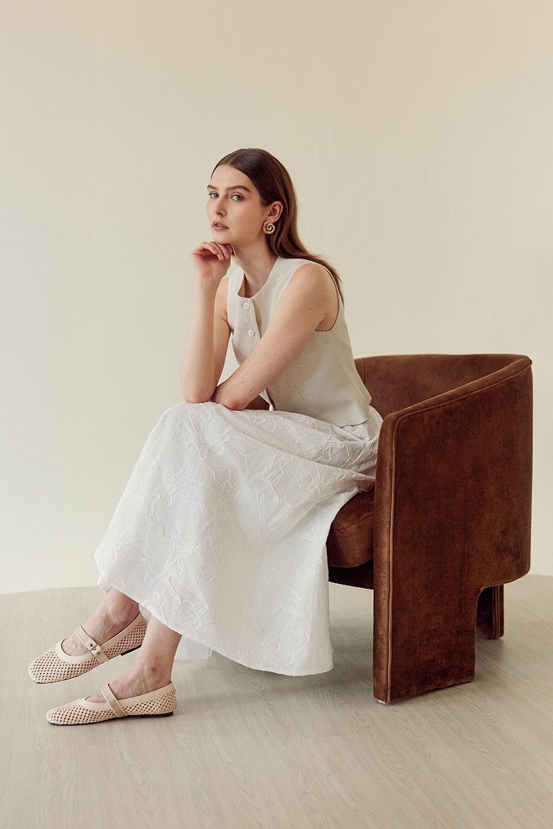 MARLI EMBROIDERED FLARE MAXI SKIRT