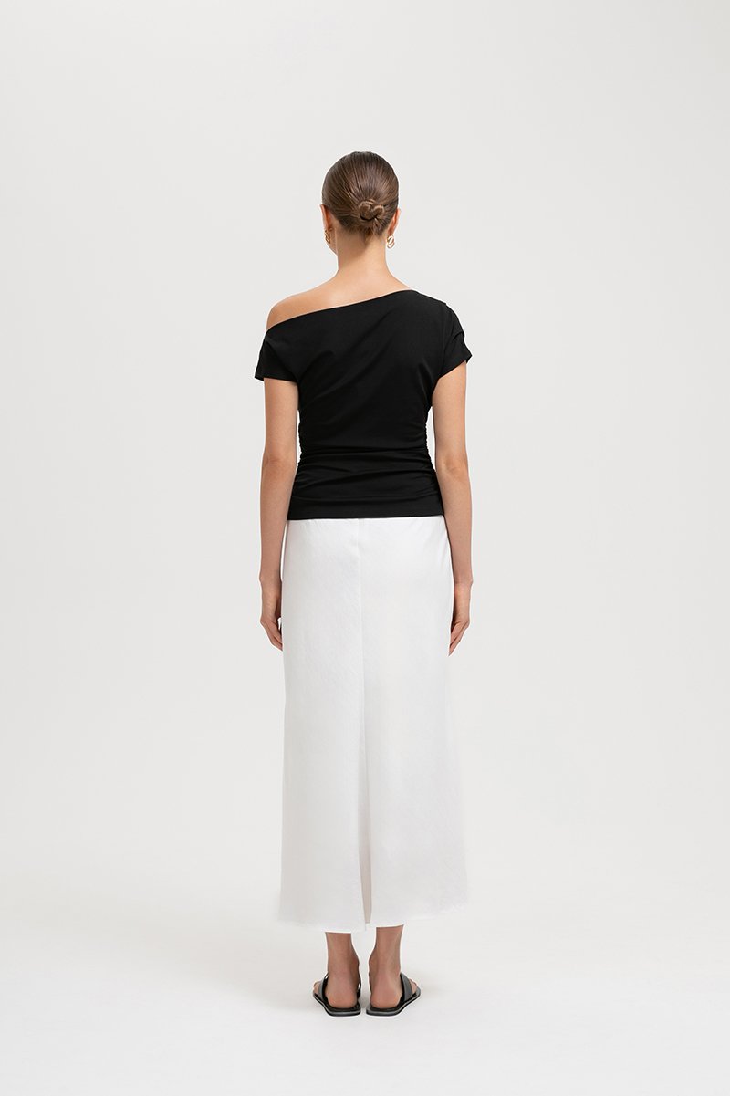 SAMIRA ASYMMETRIC RUCHED MODAL TEE