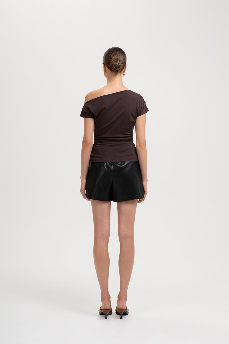 SAMIRA ASYMMETRIC RUCHED MODAL TEE