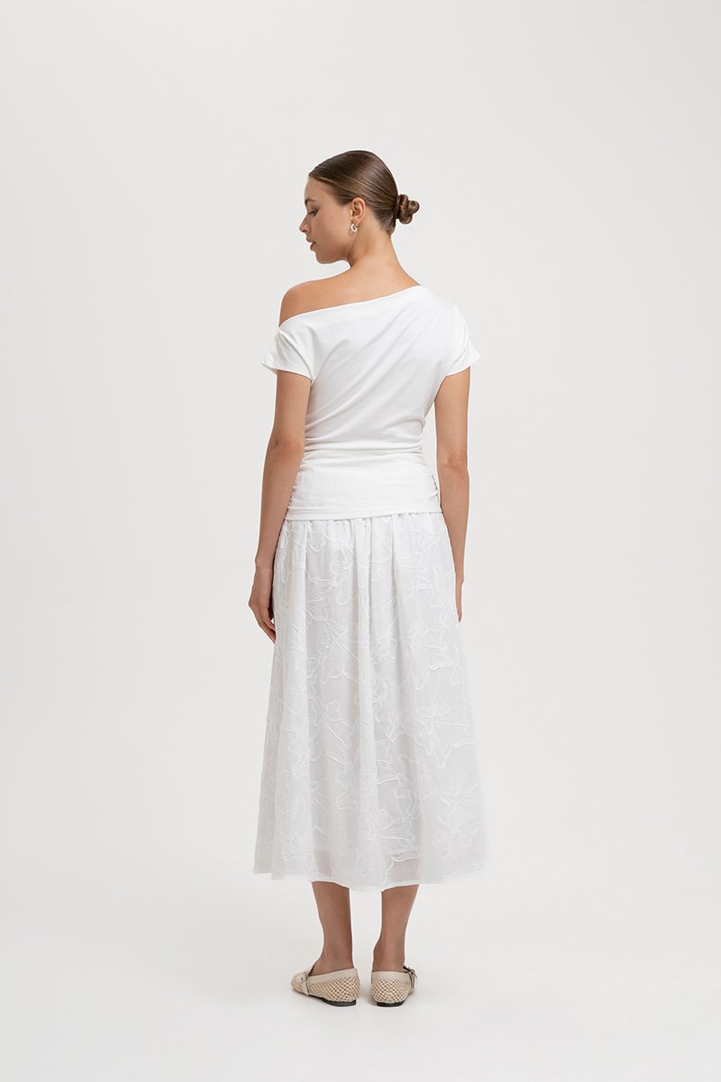 SAMIRA ASYMMETRIC RUCHED MODAL TEE