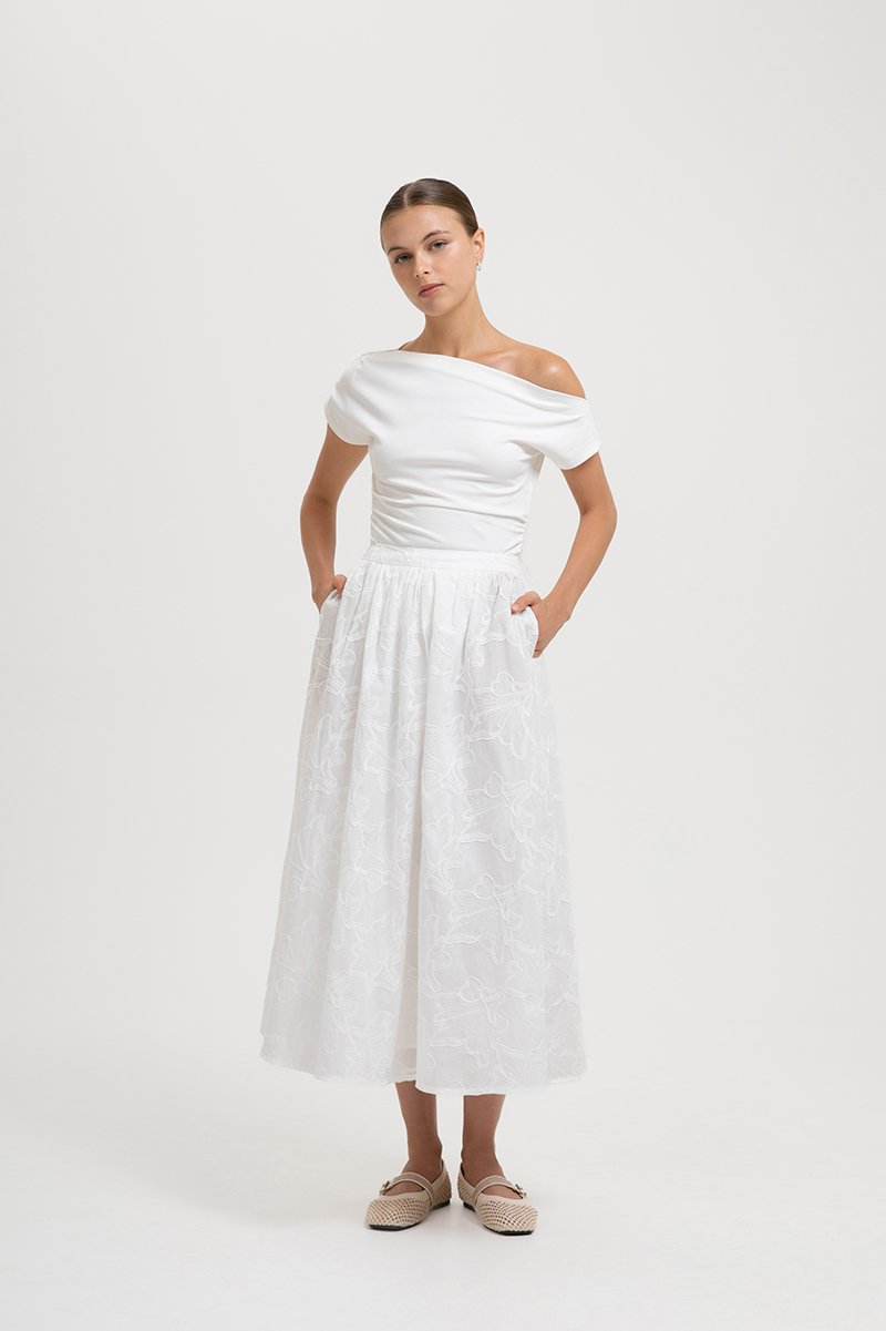 SAMIRA ASYMMETRIC RUCHED MODAL TEE