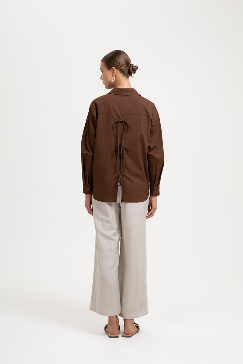 KIARA TIE BACK OVERSIZED BUTTONDOWN SHIRT