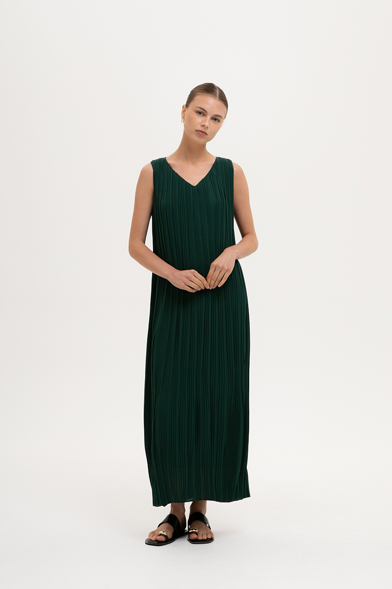 CLAUDIA PLEATED MAXI DRESS