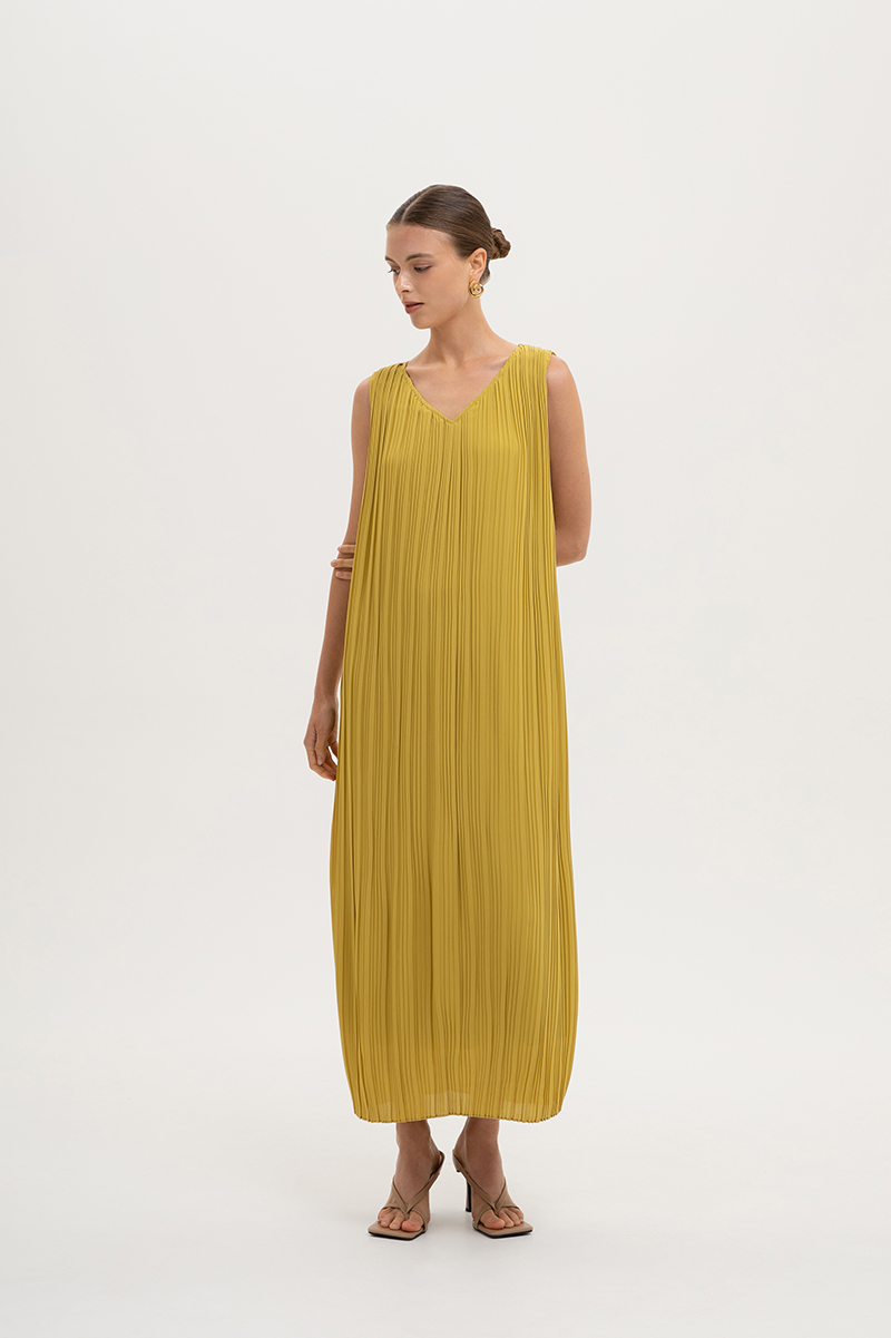 CLAUDIA PLEATED MAXI DRESS