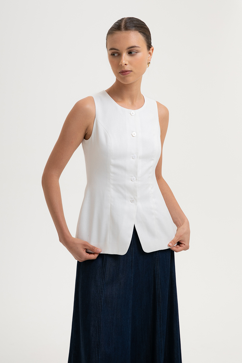 ROSA VEST LINEN TOP