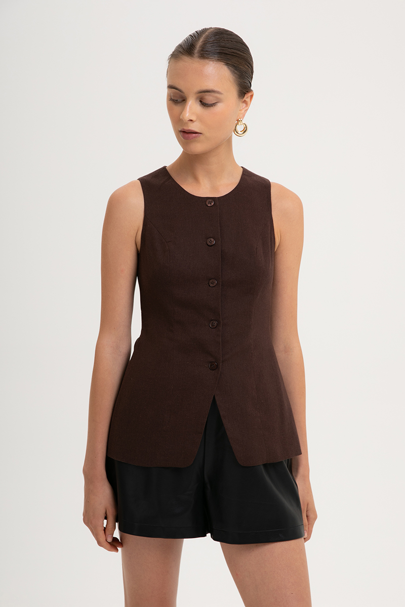 ROSA VEST LINEN TOP