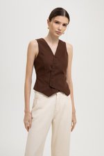 OLIVIA ASYMMETRIC VEST LINEN TOP