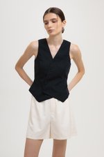 OLIVIA ASYMMETRIC VEST LINEN TOP
