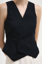 OLIVIA ASYMMETRIC VEST LINEN TOP