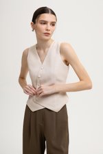 OLIVIA ASYMMETRIC VEST LINEN TOP