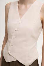 OLIVIA ASYMMETRIC VEST LINEN TOP