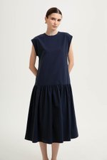 NAREEN CAP SLEEVE DROPWAIST DRESS