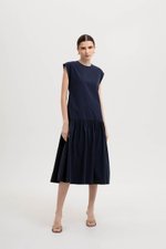 NAREEN CAP SLEEVE DROPWAIST DRESS