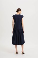 NAREEN CAP SLEEVE DROPWAIST DRESS