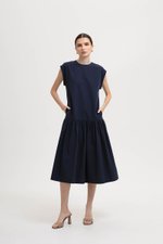 NAREEN CAP SLEEVE DROPWAIST DRESS