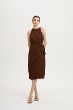 DIANNA WRAP LINEN MIDI DRESS