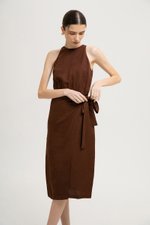 DIANNA WRAP LINEN MIDI DRESS