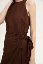 DIANNA WRAP LINEN MIDI DRESS