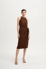 DIANNA WRAP LINEN MIDI DRESS