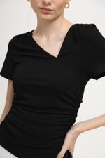 ELIANE RUCHED ASYMMETRIC MODAL TEE ELIANE RUCHED ASYMMETRIC MODAL TEE