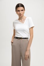 ELIANE RUCHED ASYMMETRIC MODAL TEE ELIANE RUCHED ASYMMETRIC MODAL TEE