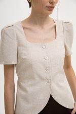 RAQUEL SHORT SLEEVE VEST LINEN TOP RAQUEL SHORT SLEEVE VEST LINEN TOP