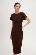 CAMELLIA RUCHED MIDI DRESS