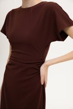 CAMELLIA RUCHED MIDI DRESS