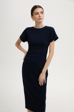 CAMELLIA RUCHED MIDI DRESS