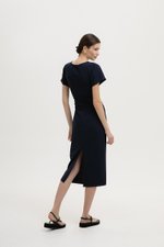 CAMELLIA RUCHED MIDI DRESS