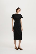 CAMELLIA RUCHED MIDI DRESS