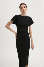 CAMELLIA RUCHED MIDI DRESS