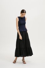 NIKKI SMOCKED LINEN TOP