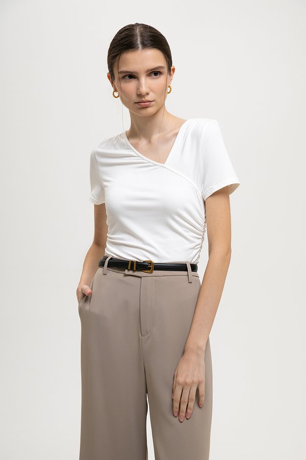 ELIANE RUCHED ASYMMETRIC MODAL TEE