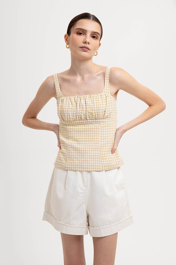 TAHLIA GINGHAM RUCHED TOP