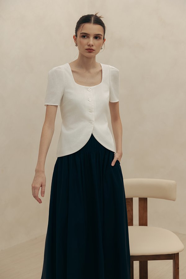 RAQUEL SHORT SLEEVE VEST LINEN TOP RAQUEL SHORT SLEEVE VEST LINEN TOP