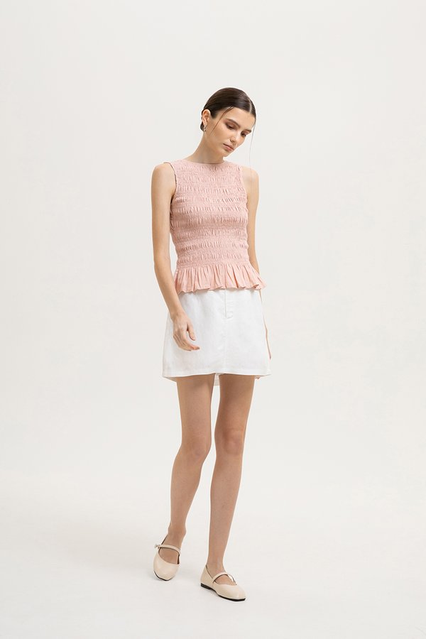 *BACKORDER* NIKKI SMOCKED LINEN TOP