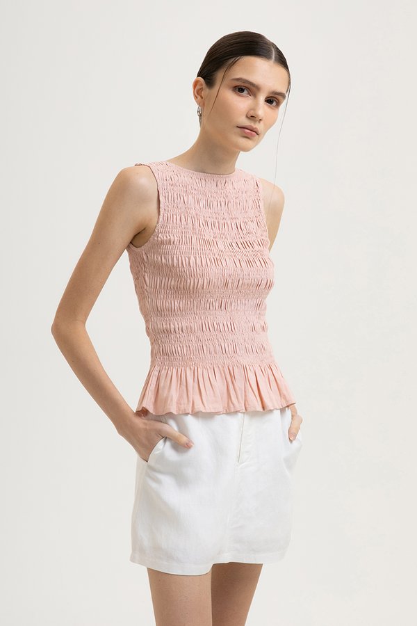 *BACKORDER* NIKKI SMOCKED LINEN TOP